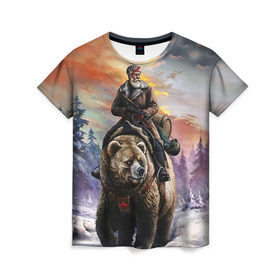 Женская футболка 3D с принтом Медведь в Кировске, 100% полиэфир ( синтетическое хлопкоподобное полотно) | прямой крой, круглый вырез горловины, длина до линии бедер | лес | медведь | мишка | патриот | россия | я русский