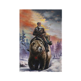 Обложка для паспорта матовая кожа с принтом Медведь в Кировске, натуральная матовая кожа | размер 19,3 х 13,7 см; прозрачные пластиковые крепления | лес | медведь | мишка | патриот | россия | я русский