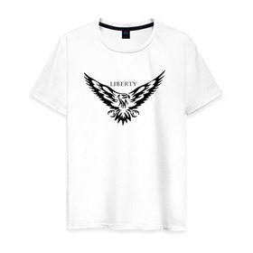 Мужская футболка хлопок с принтом Liberty в Кировске, 100% хлопок | прямой крой, круглый вырез горловины, длина до линии бедер, слегка спущенное плечо. | орел | тату