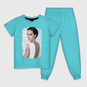 Детская пижама хлопок с принтом Angelina Jolie в Кировске, 100% хлопок |  брюки и футболка прямого кроя, без карманов, на брюках мягкая резинка на поясе и по низу штанин
 | татуировки