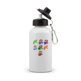 Бутылка спортивная с принтом Марио в Кировске, металл | емкость — 500 мл, в комплекте две пластиковые крышки и карабин для крепления | 