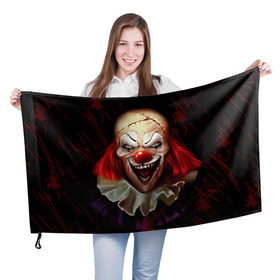 Флаг 3D с принтом Зомби клоун в Кировске, 100% полиэстер | плотность ткани — 95 г/м2, размер — 67 х 109 см. Принт наносится с одной стороны | halloween | злодей | злой | клоун | монстр | хэлоуин