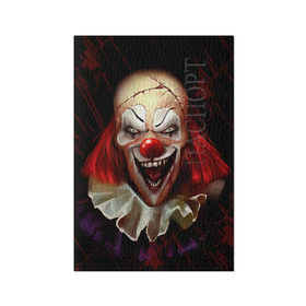Обложка для паспорта матовая кожа с принтом Зомби клоун в Кировске, натуральная матовая кожа | размер 19,3 х 13,7 см; прозрачные пластиковые крепления | Тематика изображения на принте: halloween | злодей | злой | клоун | монстр | хэлоуин