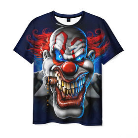 Мужская футболка 3D с принтом Клоун в Кировске, 100% полиэфир | прямой крой, круглый вырез горловины, длина до линии бедер | halloween | злодей | злой | клоун | монстр | хэлоуин