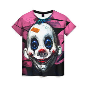 Женская футболка 3D с принтом Клоун в Кировске, 100% полиэфир ( синтетическое хлопкоподобное полотно) | прямой крой, круглый вырез горловины, длина до линии бедер | halloween | злодей | злой | клоун | монстр | хэлоуин
