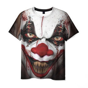 Мужская футболка 3D с принтом Зомби клоун в Кировске, 100% полиэфир | прямой крой, круглый вырез горловины, длина до линии бедер | halloween | злодей | злой | клоун | монстр | хэлоуин