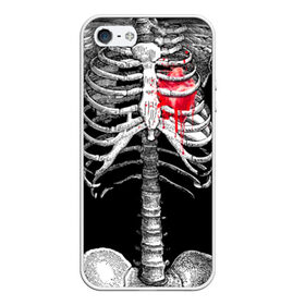 Чехол для iPhone 5/5S матовый с принтом Скелет с сердцем в Кировске, Силикон | Область печати: задняя сторона чехла, без боковых панелей | halloween | skeleton | кровь | скелет | хэллоуин