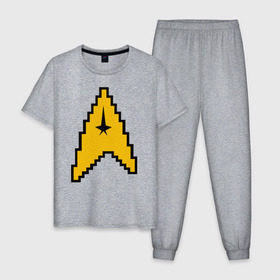 Мужская пижама хлопок с принтом Star Trek 8 bit в Кировске, 100% хлопок | брюки и футболка прямого кроя, без карманов, на брюках мягкая резинка на поясе и по низу штанин
 | star trek 8 bit звездный путь пиксели