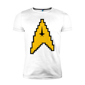 Мужская футболка премиум с принтом Star Trek 8 bit в Кировске, 92% хлопок, 8% лайкра | приталенный силуэт, круглый вырез ворота, длина до линии бедра, короткий рукав | Тематика изображения на принте: star trek 8 bit звездный путь пиксели