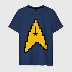 Мужская футболка хлопок с принтом Star Trek 8 bit в Кировске, 100% хлопок | прямой крой, круглый вырез горловины, длина до линии бедер, слегка спущенное плечо. | Тематика изображения на принте: star trek 8 bit звездный путь пиксели