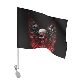 Флаг для автомобиля с принтом Череп с оружием в Кировске, 100% полиэстер | Размер: 30*21 см | skull | skulls | неудержимые | череп | черепа