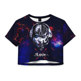 Женская футболка 3D укороченная с принтом Пиратская станция в Кировске, 100% полиэстер | круглая горловина, длина футболки до линии талии, рукава с отворотами | and | dnb | drumm | love | pirate | station | бэйс | драм | пиратская | станция