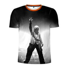 Мужская футболка 3D спортивная с принтом Slipknot в Кировске, 100% полиэстер с улучшенными характеристиками | приталенный силуэт, круглая горловина, широкие плечи, сужается к линии бедра | music | rock | slipknot | музыка | рок | слипкнот