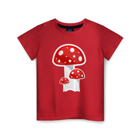 Детская футболка хлопок с принтом Грибы в Кировске, 100% хлопок | круглый вырез горловины, полуприлегающий силуэт, длина до линии бедер | mushrooms | грибы