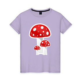 Женская футболка хлопок с принтом Грибы в Кировске, 100% хлопок | прямой крой, круглый вырез горловины, длина до линии бедер, слегка спущенное плечо | mushrooms | грибы
