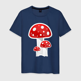 Мужская футболка хлопок с принтом Грибы в Кировске, 100% хлопок | прямой крой, круглый вырез горловины, длина до линии бедер, слегка спущенное плечо. | mushrooms | грибы