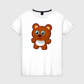Женская футболка хлопок с принтом Мишка в Кировске, 100% хлопок | прямой крой, круглый вырез горловины, длина до линии бедер, слегка спущенное плечо | медведь | милый мишкамилый | рисунок