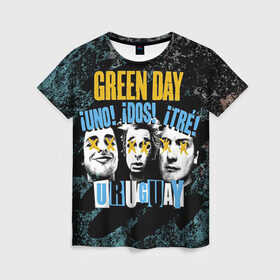 Женская футболка 3D с принтом Green Day в Кировске, 100% полиэфир ( синтетическое хлопкоподобное полотно) | прямой крой, круглый вырез горловины, длина до линии бедер | green day | rock | грин дей | рок