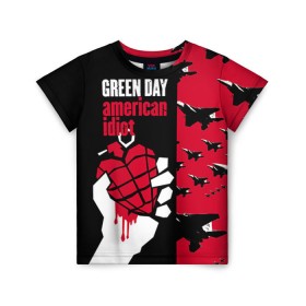 Детская футболка 3D с принтом Green Day в Кировске, 100% гипоаллергенный полиэфир | прямой крой, круглый вырез горловины, длина до линии бедер, чуть спущенное плечо, ткань немного тянется | green day | rock | грин дей | рок