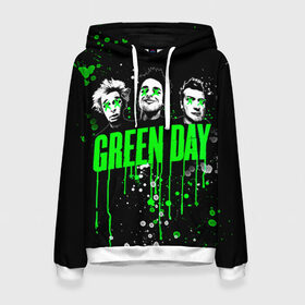 Женская толстовка 3D с принтом Green Day в Кировске, 100% полиэстер  | двухслойный капюшон со шнурком для регулировки, мягкие манжеты на рукавах и по низу толстовки, спереди карман-кенгуру с мягким внутренним слоем. | green day | rock | грин дей | рок