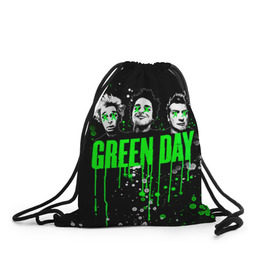 Рюкзак-мешок 3D с принтом Green Day в Кировске, 100% полиэстер | плотность ткани — 200 г/м2, размер — 35 х 45 см; лямки — толстые шнурки, застежка на шнуровке, без карманов и подкладки | green day | rock | грин дей | рок