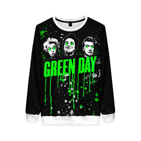 Женский свитшот 3D с принтом Green Day в Кировске, 100% полиэстер с мягким внутренним слоем | круглый вырез горловины, мягкая резинка на манжетах и поясе, свободная посадка по фигуре | green day | rock | грин дей | рок