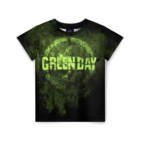 Детская футболка 3D с принтом Green Day в Кировске, 100% гипоаллергенный полиэфир | прямой крой, круглый вырез горловины, длина до линии бедер, чуть спущенное плечо, ткань немного тянется | green day | rock | грин дей | рок