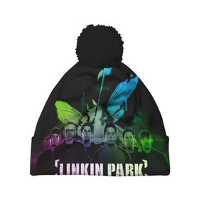 Шапка 3D c помпоном с принтом Linkin Park в Кировске, 100% полиэстер | универсальный размер, печать по всей поверхности изделия | linkin park | rock | линкин парк | рок