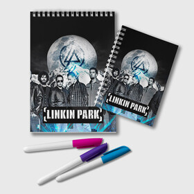 Блокнот с принтом Linkin Park в Кировске, 100% бумага | 48 листов, плотность листов — 60 г/м2, плотность картонной обложки — 250 г/м2. Листы скреплены удобной пружинной спиралью. Цвет линий — светло-серый
 | linkin park | rock | линкин парк | рок