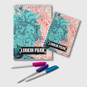 Блокнот с принтом Linkin Park в Кировске, 100% бумага | 48 листов, плотность листов — 60 г/м2, плотность картонной обложки — 250 г/м2. Листы скреплены удобной пружинной спиралью. Цвет линий — светло-серый
 | linkin park | rock | линкин парк | рок