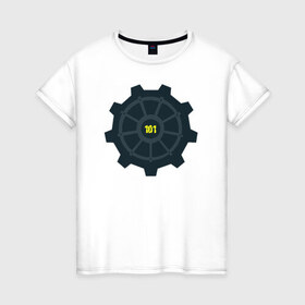 Женская футболка хлопок с принтом Vault 101 Door в Кировске, 100% хлопок | прямой крой, круглый вырез горловины, длина до линии бедер, слегка спущенное плечо | 