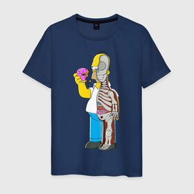Мужская футболка хлопок с принтом Homer Anatomy в Кировске, 100% хлопок | прямой крой, круглый вырез горловины, длина до линии бедер, слегка спущенное плечо. | 