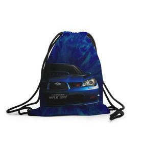 Рюкзак-мешок 3D с принтом Subaru в Кировске, 100% полиэстер | плотность ткани — 200 г/м2, размер — 35 х 45 см; лямки — толстые шнурки, застежка на шнуровке, без карманов и подкладки | Тематика изображения на принте: impreza | jdm | sti | subaru | wrx