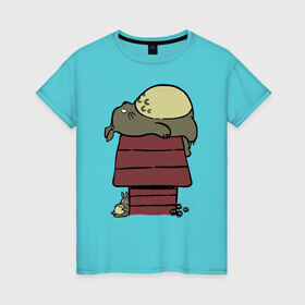 Женская футболка хлопок с принтом My Neighbor Peanut в Кировске, 100% хлопок | прямой крой, круглый вырез горловины, длина до линии бедер, слегка спущенное плечо | 