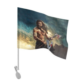 Флаг для автомобиля с принтом Ролло в Кировске, 100% полиэстер | Размер: 30*21 см | vikings | вальхалла | викинги | рагнар лодброк | ролло | сериалы