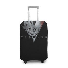 Чехол для чемодана 3D с принтом Эмблема Викингов в Кировске, 86% полиэфир, 14% спандекс | двустороннее нанесение принта, прорези для ручек и колес | vikings | вальхалла | викинги | лого | рагнар лодброк | сериалы | эмблема