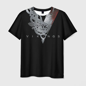 Мужская футболка 3D с принтом Эмблема Викингов в Кировске, 100% полиэфир | прямой крой, круглый вырез горловины, длина до линии бедер | vikings | вальхалла | викинги | лого | рагнар лодброк | сериалы | эмблема