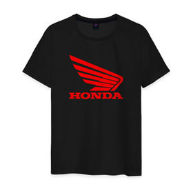 Мужская футболка хлопок с принтом Honda Red в Кировске, 100% хлопок | прямой крой, круглый вырез горловины, длина до линии бедер, слегка спущенное плечо. | Тематика изображения на принте: логотипа | хонда