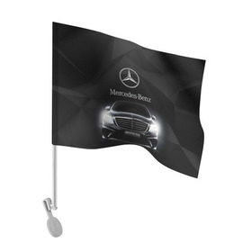 Флаг для автомобиля с принтом Mercedes в Кировске, 100% полиэстер | Размер: 30*21 см | amg | benz | mercedes | бенс | бенц | мерседес