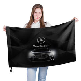 Флаг 3D с принтом Mercedes в Кировске, 100% полиэстер | плотность ткани — 95 г/м2, размер — 67 х 109 см. Принт наносится с одной стороны | amg | benz | mercedes | бенс | бенц | мерседес