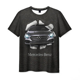Мужская футболка 3D с принтом Mercedes в Кировске, 100% полиэфир | прямой крой, круглый вырез горловины, длина до линии бедер | amg | benz | mercedes | бенс | бенц | кожа | мерседес