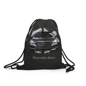 Рюкзак-мешок 3D с принтом Mercedes в Кировске, 100% полиэстер | плотность ткани — 200 г/м2, размер — 35 х 45 см; лямки — толстые шнурки, застежка на шнуровке, без карманов и подкладки | amg | benz | mercedes | бенс | бенц | кожа | мерседес