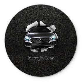 Коврик круглый с принтом Mercedes в Кировске, резина и полиэстер | круглая форма, изображение наносится на всю лицевую часть | amg | benz | mercedes | бенс | бенц | кожа | мерседес