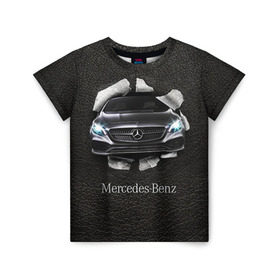 Детская футболка 3D с принтом Mercedes в Кировске, 100% гипоаллергенный полиэфир | прямой крой, круглый вырез горловины, длина до линии бедер, чуть спущенное плечо, ткань немного тянется | amg | benz | mercedes | бенс | бенц | кожа | мерседес