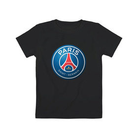 Детская футболка хлопок с принтом Paris Saint Germain в Кировске, 100% хлопок | круглый вырез горловины, полуприлегающий силуэт, длина до линии бедер | псж