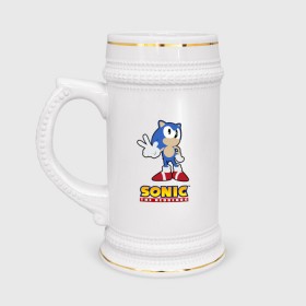 Кружка пивная с принтом Old Sonic в Кировске,  керамика (Материал выдерживает высокую температуру, стоит избегать резкого перепада температур) |  объем 630 мл | 