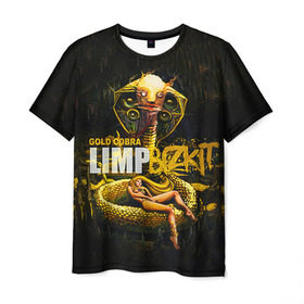 Мужская футболка 3D с принтом Limp Bizkit в Кировске, 100% полиэфир | прямой крой, круглый вырез горловины, длина до линии бедер | bizkit | cobra | gold | limp | limp bizkit | бизкит | голд | кобра | лимп | лимп бизкит | лимпбизкит | рок