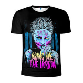Мужская футболка 3D спортивная с принтом Bring Me The Horizon в Кировске, 100% полиэстер с улучшенными характеристиками | приталенный силуэт, круглая горловина, широкие плечи, сужается к линии бедра | bmth | bring me the horizon | hardcore | rock | музыка | рок