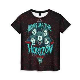 Женская футболка 3D с принтом Bring Me The Horizon в Кировске, 100% полиэфир ( синтетическое хлопкоподобное полотно) | прямой крой, круглый вырез горловины, длина до линии бедер | bmth | bring me the horizon | hardcore | rock | музыка | рок