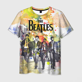 Мужская футболка 3D с принтом The Beatles в Кировске, 100% полиэфир | прямой крой, круглый вырез горловины, длина до линии бедер | Тематика изображения на принте: beatles | rock | the beatles | битлз | битлс | битлы | рок